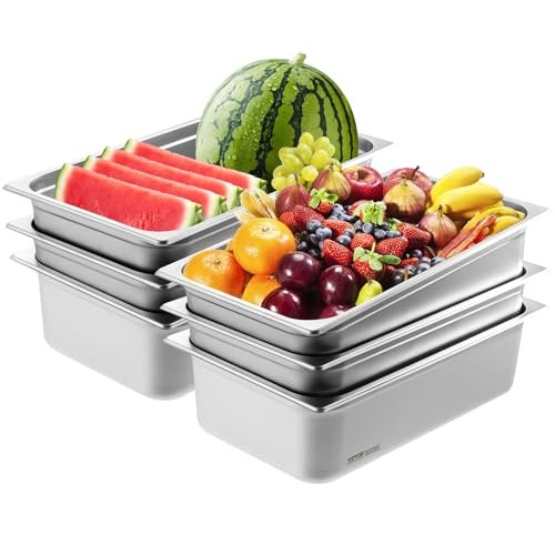 Premium Reusable Stainless Steel Food Containers Set 6 pcs – Eco-Friendly Buffet Pans with Lids