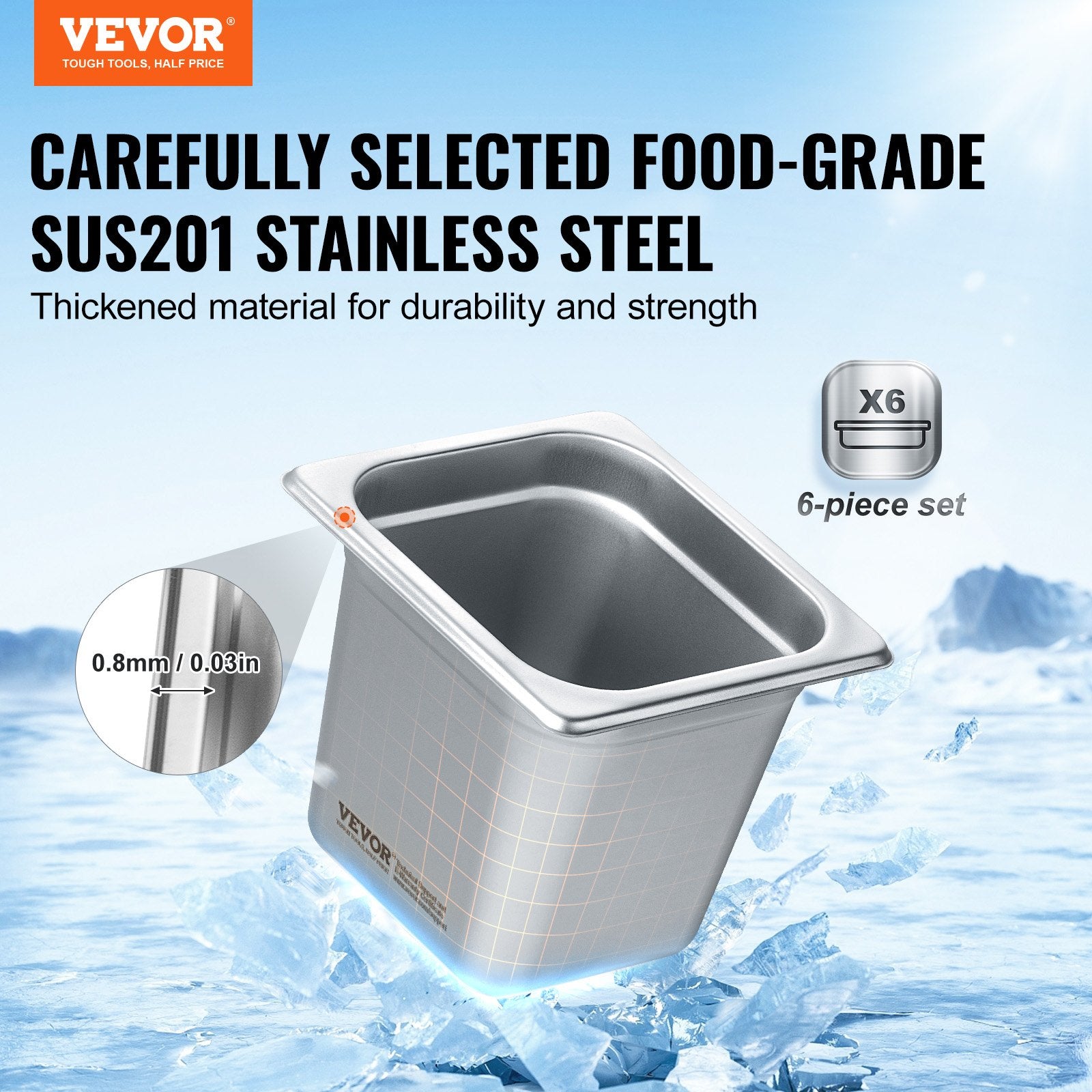 Reusable Stainless Steel Food Containers Set 6 pcs – Eco-Friendly Meal Prep Boxes with Leak-Proof Lids