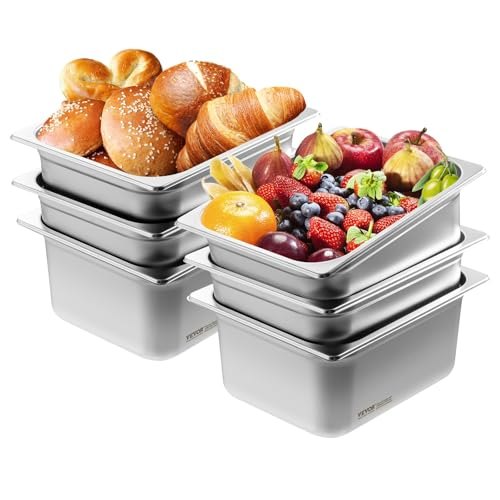 1/2-Größe 1/2 Gastronormbehälter, Edelstahl Behälter 6 Stk. 325 X 266 X 148 Mm Speisebehälter, Kommerzieller Dampfpfanne Warmhaltebehälter, Hotelpfanne Tisch Food Pan Buffet